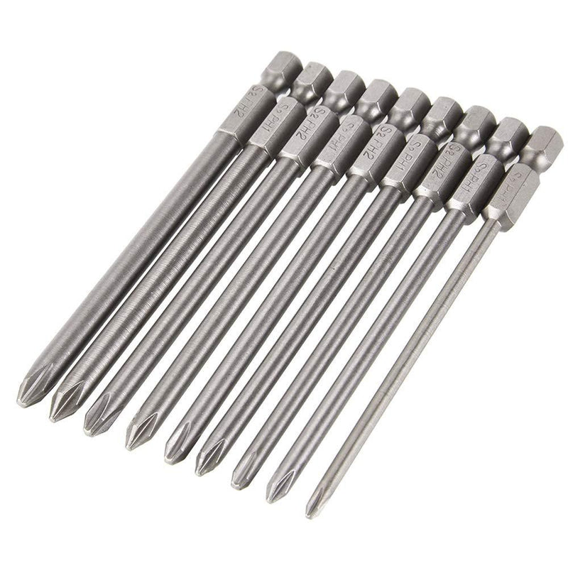  [AUSTRALIA] - Yakamoz 9pcs 4-Inch Magnetic Long Hex Cross Phillips Screw Head Screwdriver Bits Electric Screwdriver Set 9pcs/ 100mm