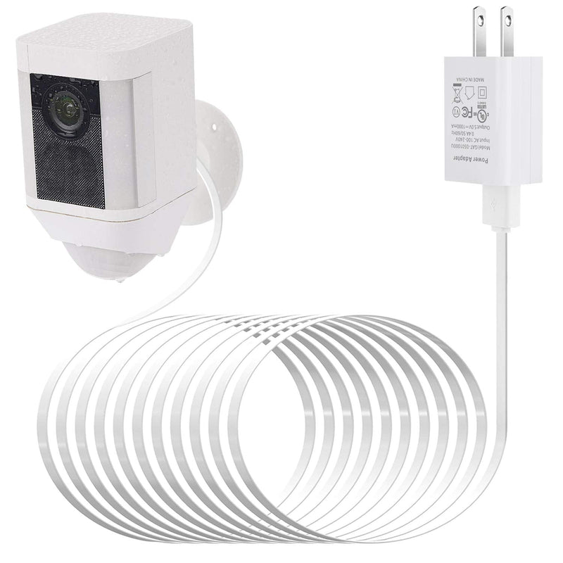  [AUSTRALIA] - Power Adapter for Ring Spotlight Cam Battery, with 25Ft/7.5m Weatherproof Outdoor Cable to Continuously Charge Your Home Security Camera, No Need to Change The Batteries(White) White