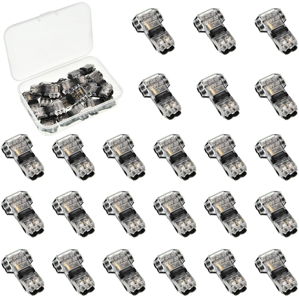  [AUSTRALIA] - Tatuo 15 Pieces of 2 Pin 2 Way Wire Connectors Low Voltage Universal Compact Wire Connectors without Wire-Stripping for 18-22 AWG Cable, T Tape
