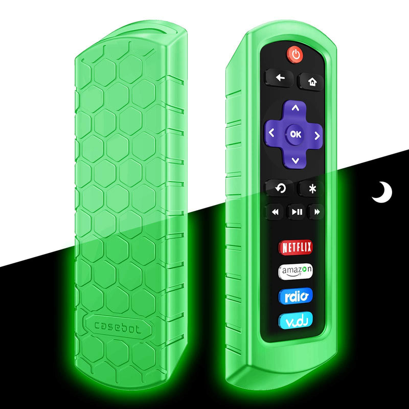 Fintie Protective Case for Roku Steaming Stick 3600R, TCL Roku TV RC280 Remote - CaseBot (Honey Comb Series) Light Weight (Anti Slip) Shock Proof Silicone Remote Controller Cover, Green Glow Steaming Stick (3600R) / TCL RC280 Z-Green Glow - LeoForward Australia