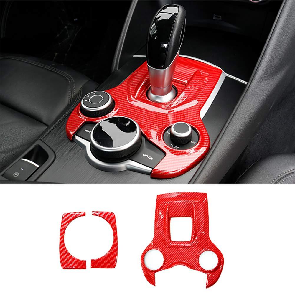 QHCP ABS Interior Gear Shift Box Panel Frame Decoration Cover Trim for Alfa Romeo Giulia Stelvio (Red) Red - LeoForward Australia