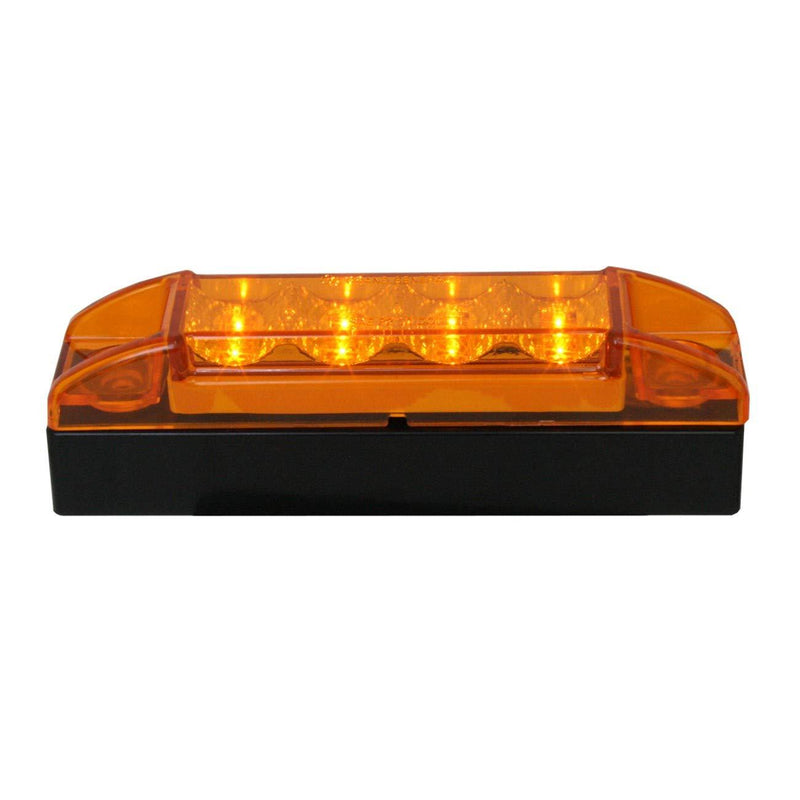  [AUSTRALIA] - GG Grand General 76160 6 Inches Rectangular Spyder Amber/Amber LED Marker Light with Black Riser w/ Cr. Plastic Bezel