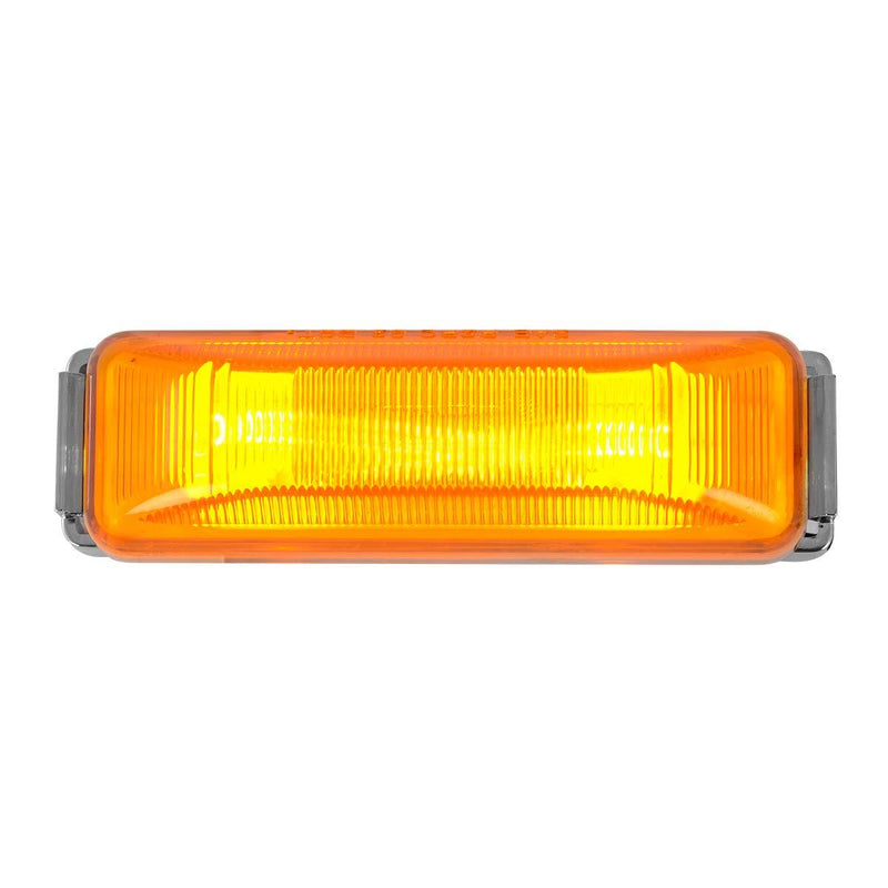  [AUSTRALIA] - Grand General 80340 Marker Light (Rectangle Amber 2 Bulbs with Clear Bracket and Pigtail) w/ Chrome Rim
