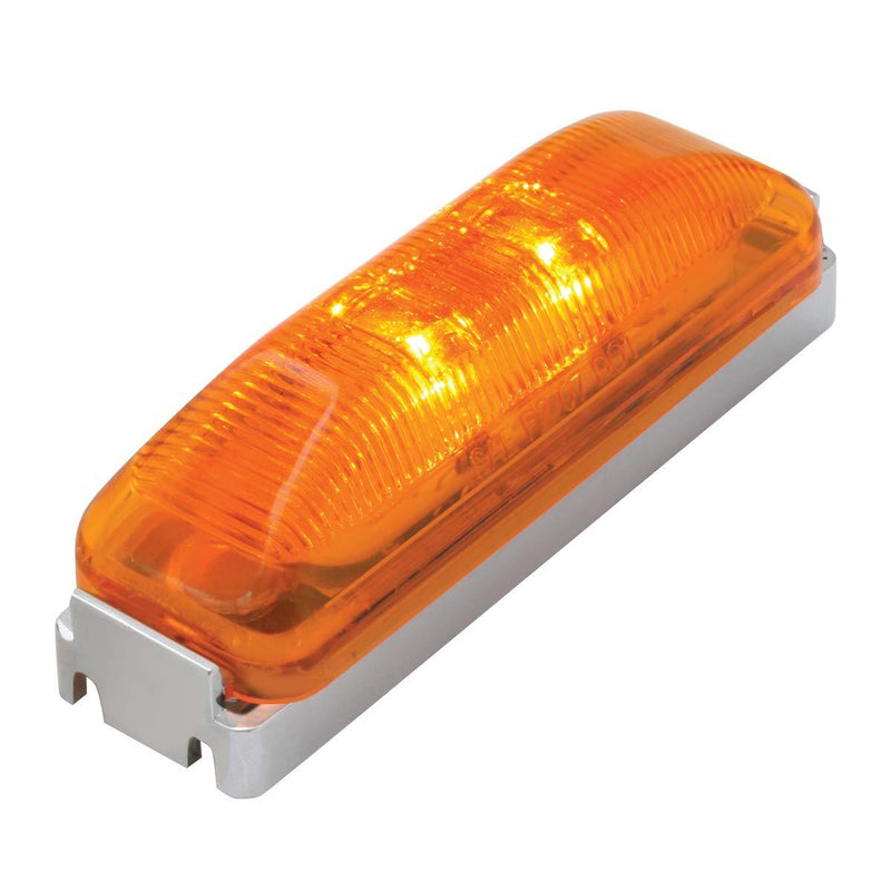  [AUSTRALIA] - GG Grand General 76390 Amber/Amber Marker Light (Medium Rectangular 2-LED with Clear Bracket) w/ Chrome Bracket