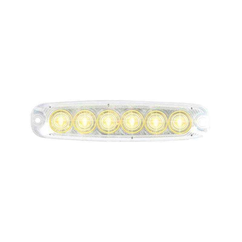  [AUSTRALIA] - GG Grand General 81841 Amber/Clear LED Strobe Light (5-1/8" Ultra Thin 6, 14 Modes)