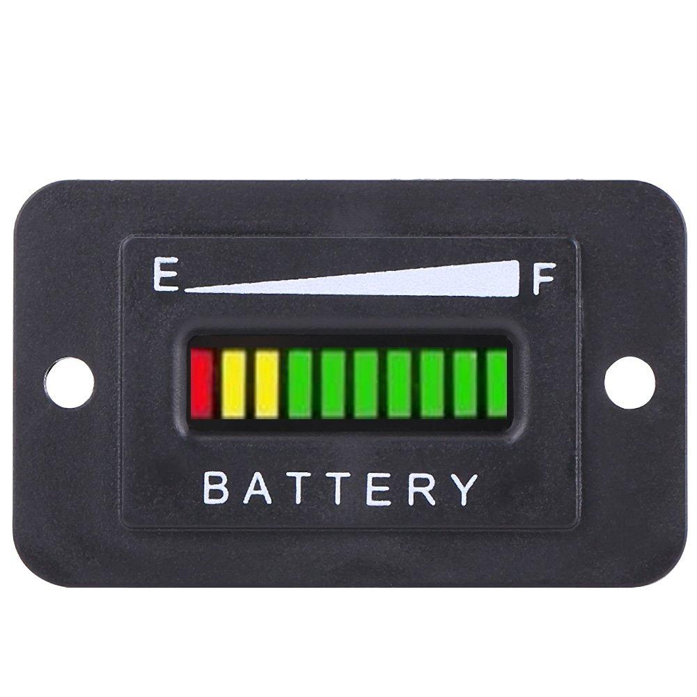 LED Digital Battery Indicator Meter Gauge, 12V/24V/36V/48V LED Battery Gauge for Cart with Hour Meter(36V) - LeoForward Australia