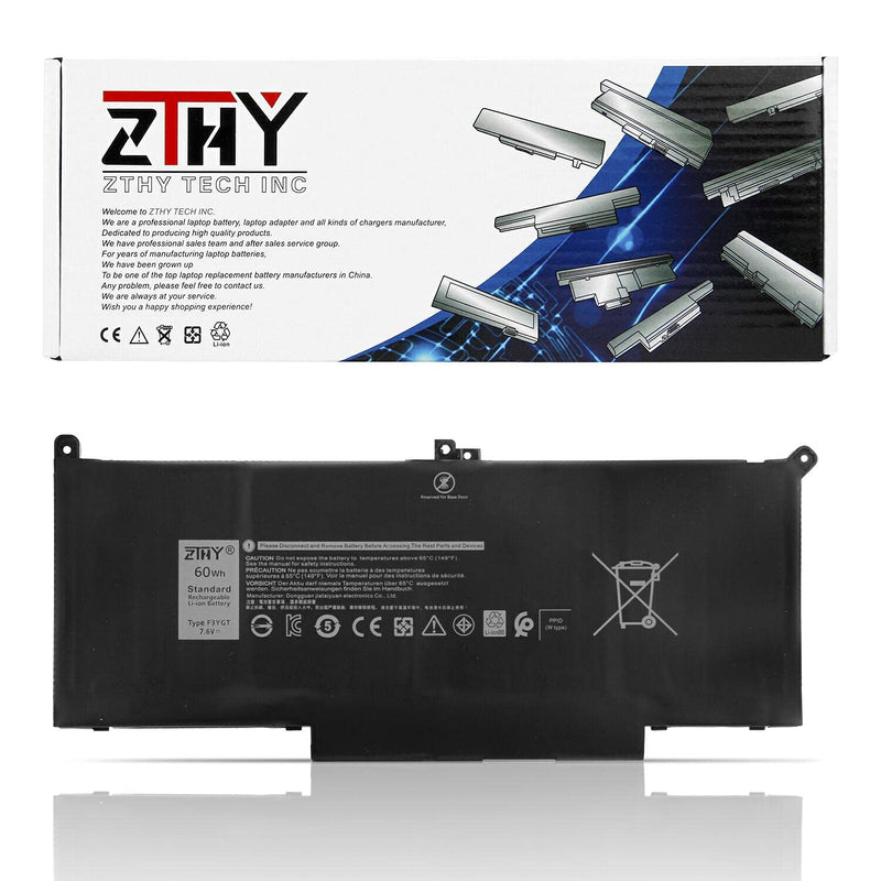  [AUSTRALIA] - ZTHY New 60Wh F3YGT Laptop Battery for Dell Latitude 12 7000 7280 7290/13 7000 7380 7390 P29S002/14 7000 7480 7490 P73G002 Series DM3WC DM6WC 2X39G KG7VF 451-BBYE 453-BBCF 7.6V 4-Cell