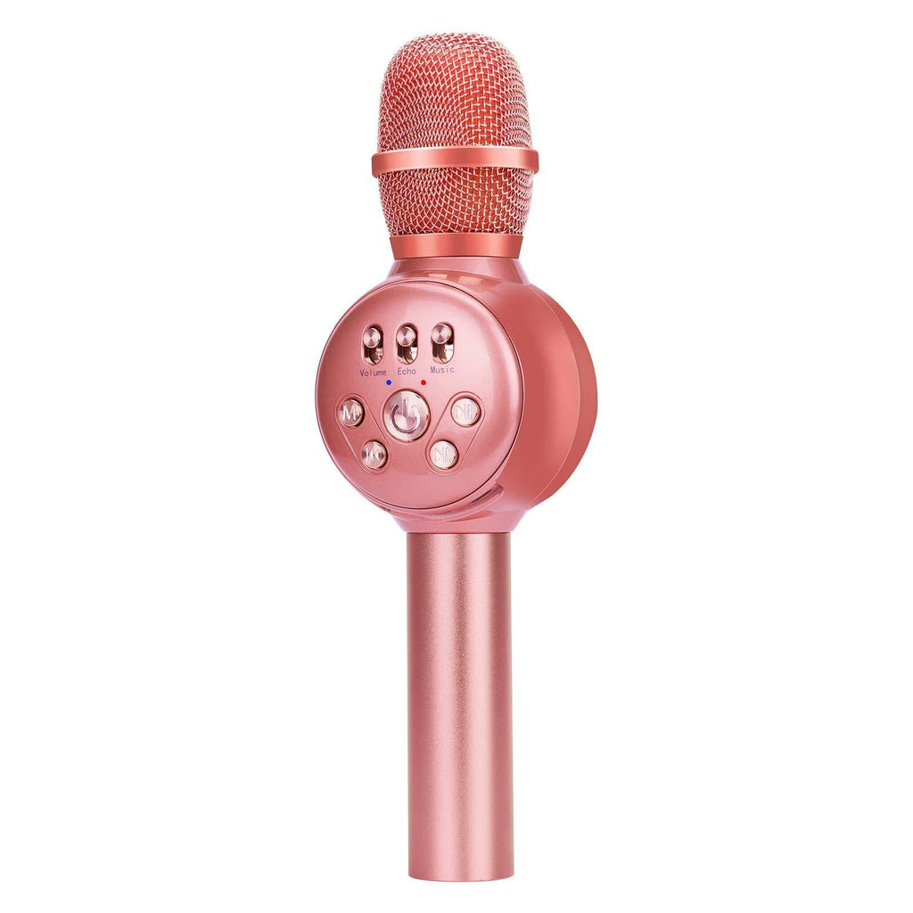 BONAOK Bluetooth Wireless Karaoke Microphone with Dynamic LED Light, Portable Handheld Magic Sound Karaoke Mic Home Party Birthday(Rose Gold) Rose Gold - LeoForward Australia