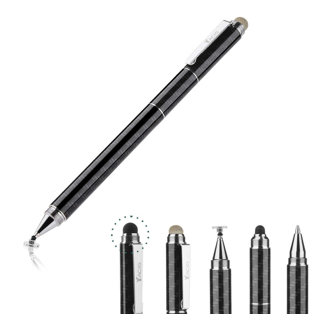 Yacig Capacitive Stylus Pen, 4-in-1 High Sensitivity and Precision Touch Screen Stylus Clear Disc Tip,Black Rubber Tip &Mesh Fiber Tip Compatible with Universal Touch Screen Device,Black Black - LeoForward Australia
