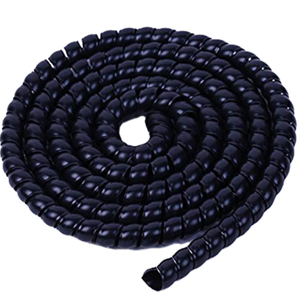  [AUSTRALIA] - TINTON LIFE 6.5FT 30mm(1.18in) Polypropylene Spiral Wire Tube Pipe Cable Sleeve Protector, Black 1.18in