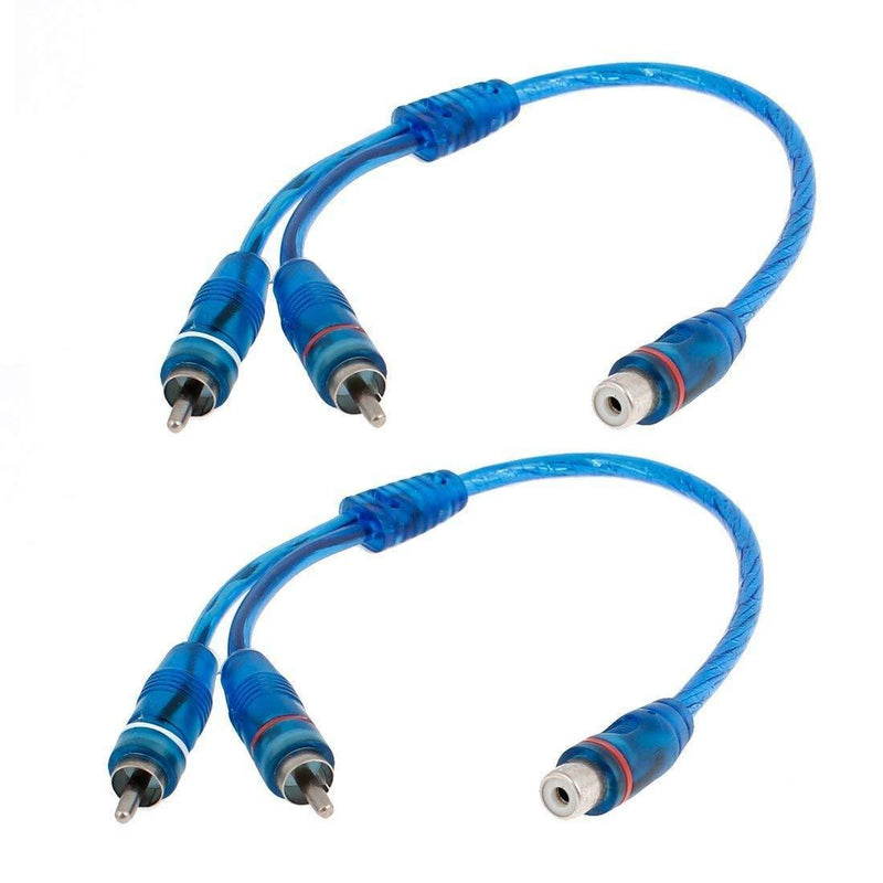 OUHL RCA Y Adapter Connector 1 Female to 2 Male, Car Audio RCA Splitter Adapter Cable, Blue (2 Pack) 1F2M - LeoForward Australia