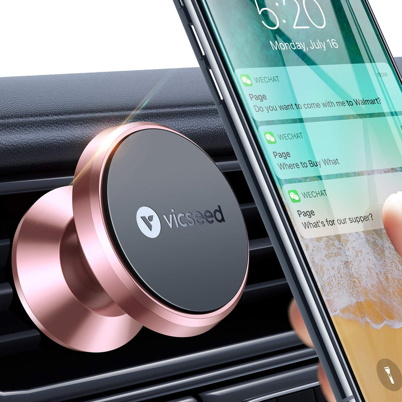 VICSEED Car Phone Mount Magnetic Phone Car Mount Magnet Air Vent Mount Phone Holder for Car Compatible with iPhone SE 11 Pro XS Max XR X 8 Samsung Galaxy S20 Note20 Note10 S10 S10+ All Phone Rose Gold - LeoForward Australia