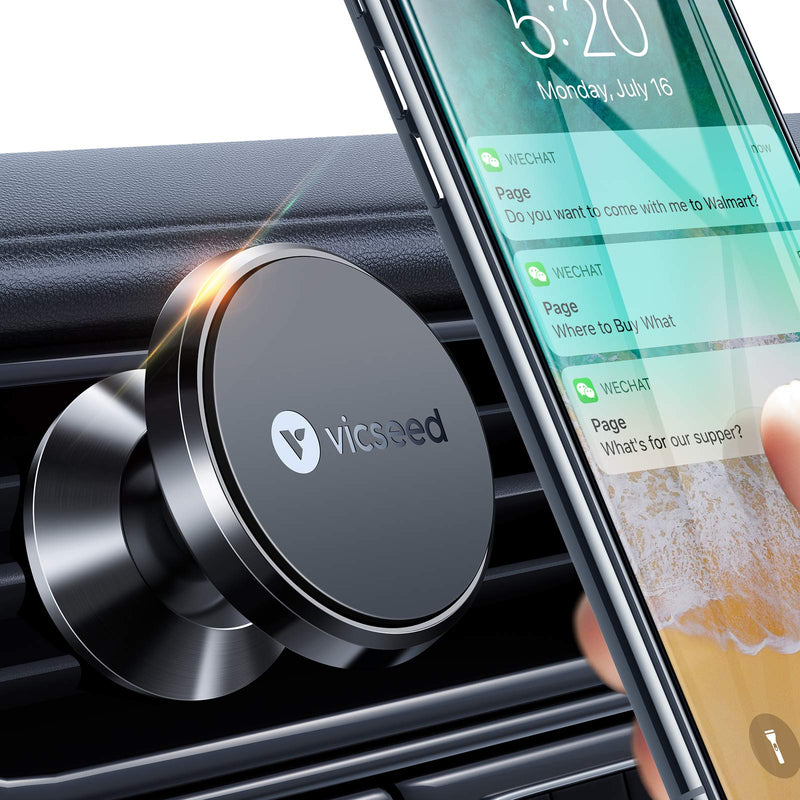  [AUSTRALIA] - VICSEED Car Phone Mount Magnetic Phone Car Mount Strong Magnet Air Vent Mount 360° Rotation Car Phone Holder Fit for iPhone SE 11 Pro XS Max XR X 8 Plus Samsung Galaxy Note20 S20 Note10 & All Phone Black