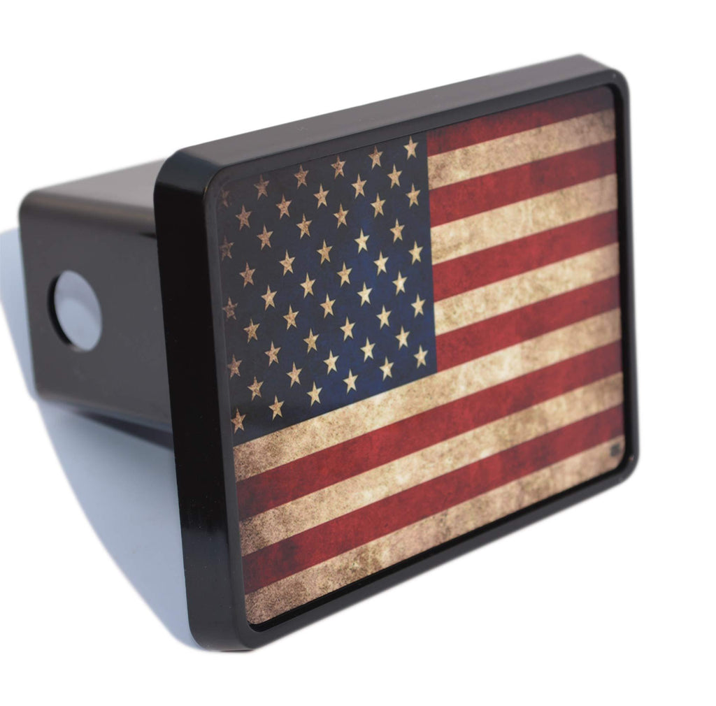  [AUSTRALIA] - Rogue River Tactical USA American Flag Trailer Hitch Cover Plug US Patriotic Vintage Rustic Flag