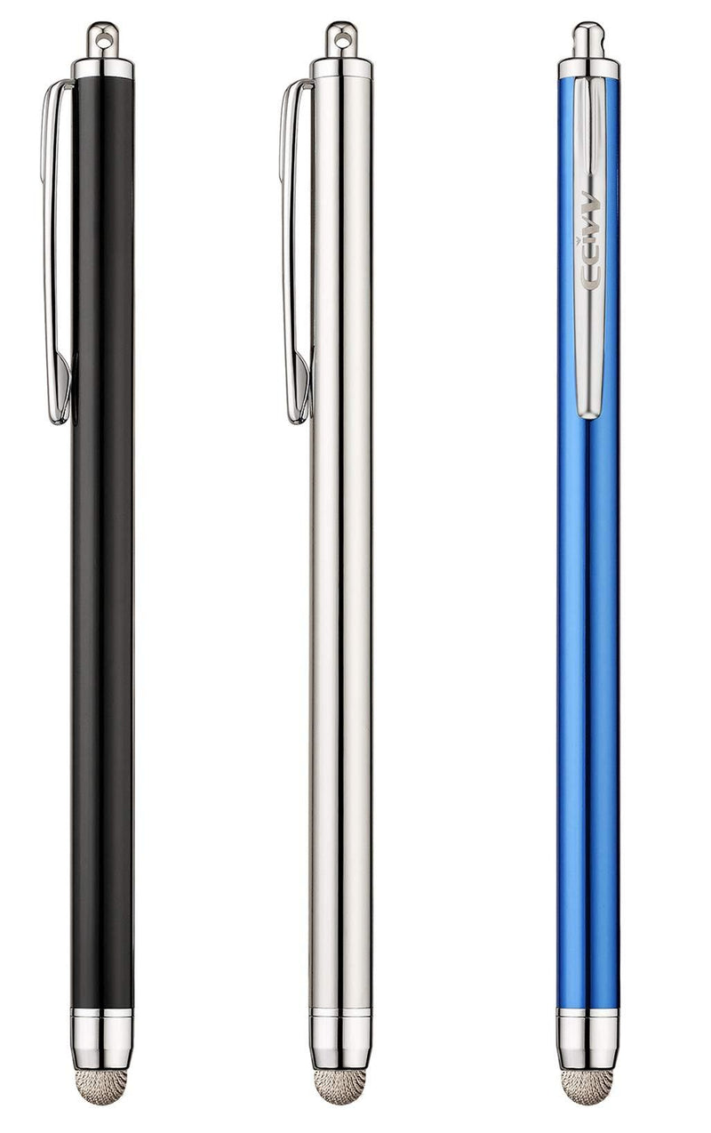 CCIVV Stylus, 3 Pcs Mesh Fiber Tip Stylus Pens for Touch Screen Devices + 6 Extra Replacement Tips (Black/Silver/Dark Blue) Black/Silver/Dark Blue - LeoForward Australia