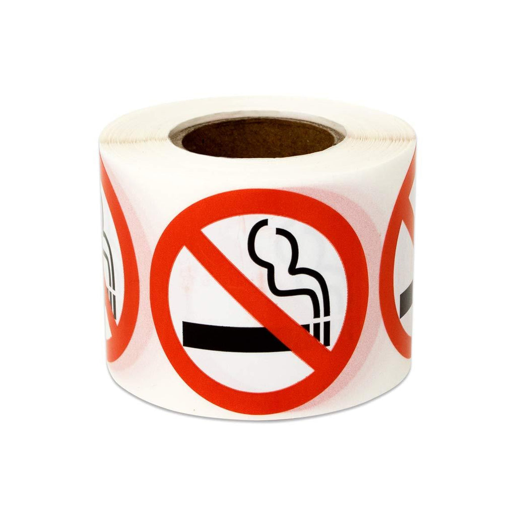 300 Labels - No Smoking Sign Stickers for No Smoking Warning Caution Smoke-Free Workspace (1.5 inch Round - 1 Roll) - LeoForward Australia