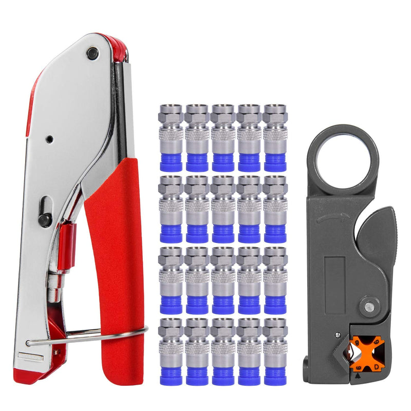  [AUSTRALIA] - Coax Cable Crimper, Coaxial Compression Tool Kit Wire Stripper with F RG6 RG59 Connectors (Updated Module) Updated Module
