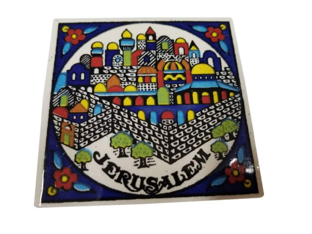 Armenian Handmade Hebrew Ceramic Magnet From Israel Holy Land by Bethlehem Gifts TM (Jerusalem City 2") Jerusalem City 2" - LeoForward Australia