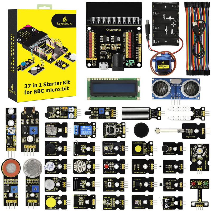  [AUSTRALIA] - KEYESTUDIO 37 Sensors in 1 Box Starter Kit for BBC Micro bit with Tutorial (Without Microbit Board), Compatible with V1.5, V2 Microbit Sensor Kit Accessories Programming Gift for Kids Adults without microbit V1.5