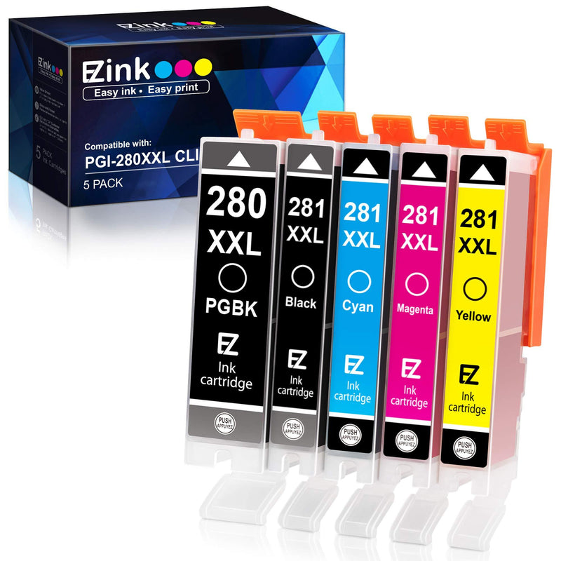  [AUSTRALIA] - E-Z Ink (TM) Compatible Ink Cartridge Replacement for Canon PGI-280XXL CLI-281XXL 280 XXL 281 XXL Compatible with PIXMA TR7520 TR8520 TS6120 TS6220 TS8120 TS8220 TS9120 TS9520 TS6320 TS9521C (5 Pack)