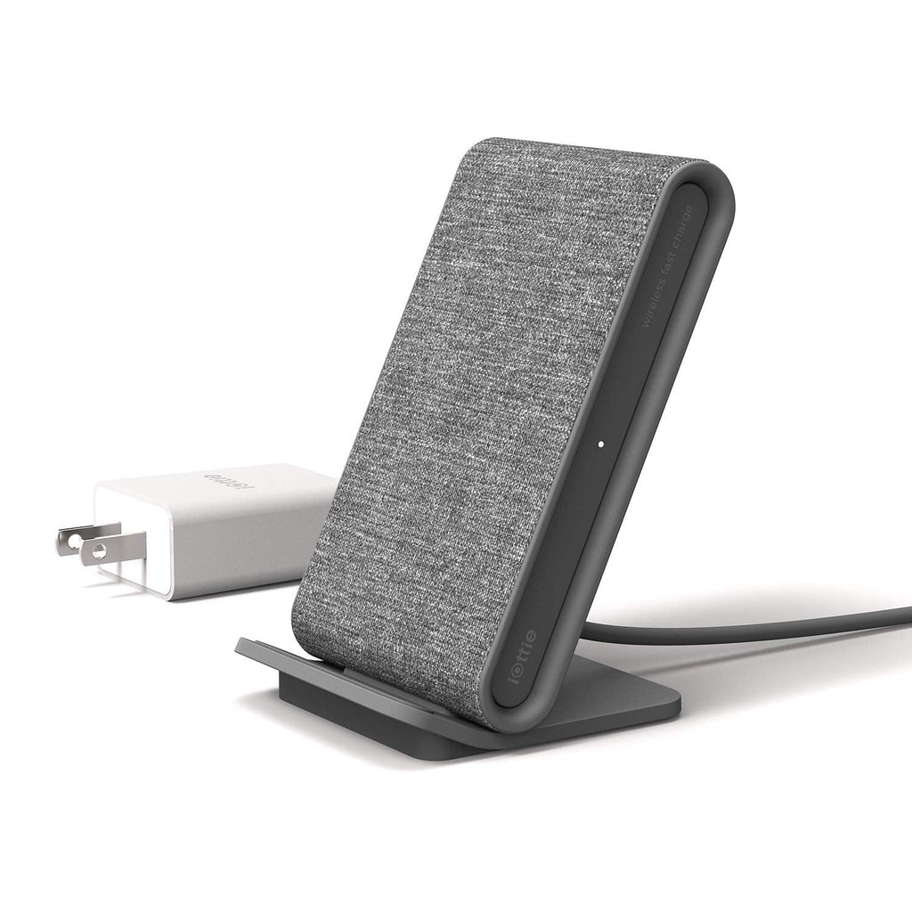  [AUSTRALIA] - iOttie Ion Wireless Fast Charging Stand, Qi-Certified Charger 7.5W for IPhone XS Max R 8 Plus 10W for Samsung S9 Note 9, Includes USB C Cable & AC Adapter, Ash iON Stand