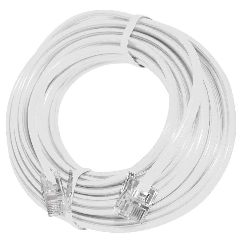 15' Feet Telephone Extension Cord Cable Line Wire, White RJ-11 by True Decor - LeoForward Australia