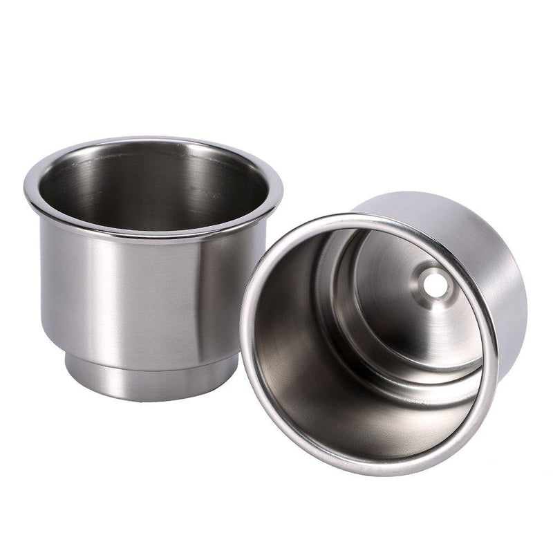  [AUSTRALIA] - 2Pcs Stainless Steel Cup Drink Holder for Boat, Universal Drink Bottle Can Cup Holder Insert Marine with Insert Drain Hole for Marine Rv Boat Yacht Car