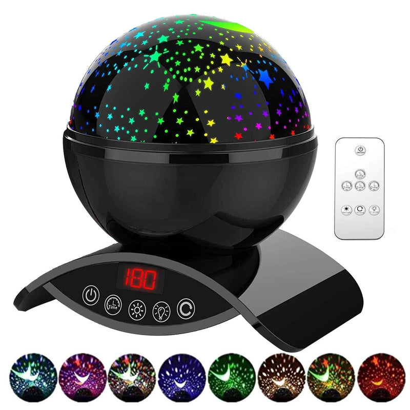  [AUSTRALIA] - YSD Night Lighting Lamp, Modern Star Rotating Sky Projection, Romantic Star Projector Lamp for Kids, USB Rechargeable & Remote Control, Best Gifts for Kids,Bedroom(Upgrade) Black