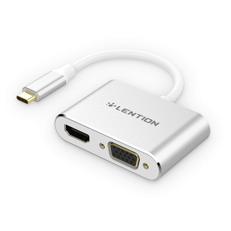 LENTION USB C to HDMI & VGA Adapter, Up to 4K/30Hz Digital AV HDMI Output Compatible 2020-2016 MacBook Pro 13/15/16, New Mac Air/iPad Pro, New Surface, Chromebook, More (CB-C51s, Silver) - LeoForward Australia