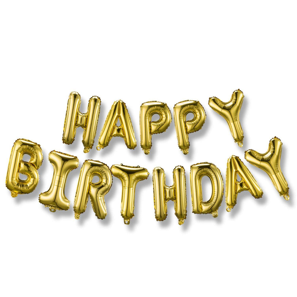Happy Birthday Banner (3D Gold Lettering) Mylar Foil Letters | Inflatable Party Decor and Event Decorations for Kids and Adults | Reusable, Ecofriendly Fun - LeoForward Australia