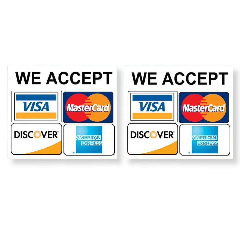  [AUSTRALIA] - eSplanade Credit Card Vinyl Sticker Decal - 2 Pack - We Accept - Visa, MasterCard, Amex and Discover - 3.5" x 3.5" Vinyl Decal for Window - Shop, Cafe, Office, Restaurant