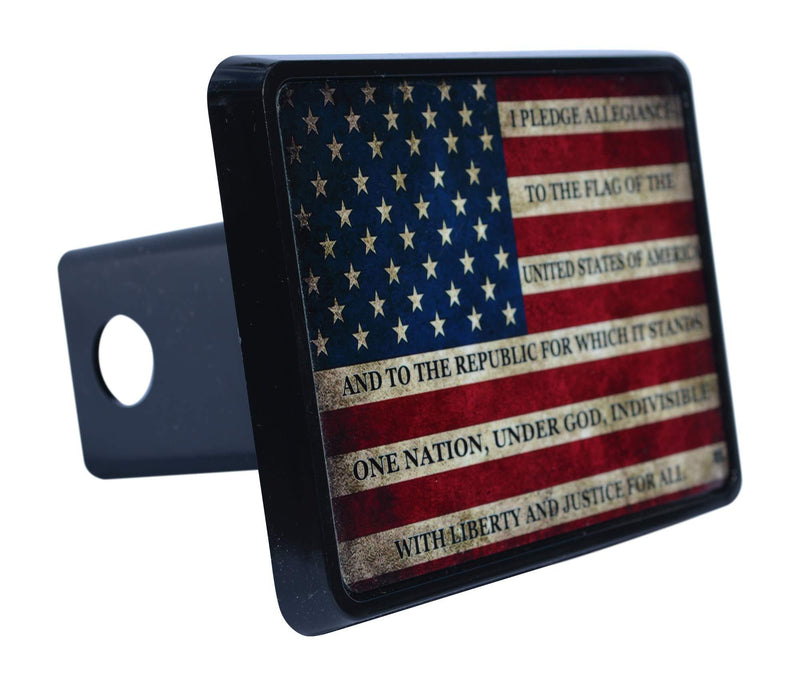  [AUSTRALIA] - Rogue River Tactical USA American Flag Trailer Hitch Cover Plug US Patriotic Vintage Pledge of Allegiance