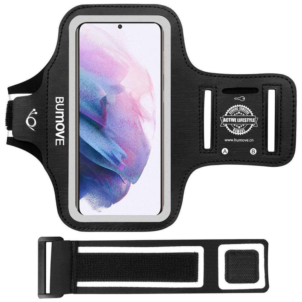  [AUSTRALIA] - Galaxy S21 Plus, S20 FE, S20 Plus, S10 Plus Armband, BUMOVE Gym Running Workouts Sports Cell Phone Arm Band for Samsung Galaxy S21+ 5G/S20 fe/S20+/S10+ with Key Holder (Black) Black