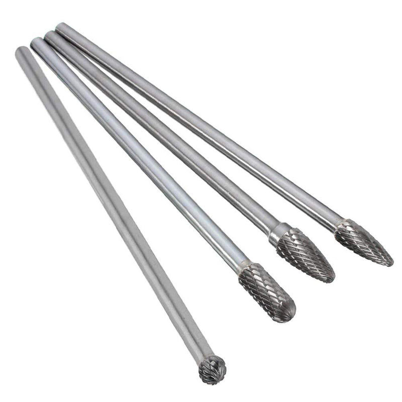 Bestgle 4Pcs 6mm(1/4”) Shank Tungsten Carbide Rotary Cutting Burr Die Grinder Bit for DIY Woodworking, Metal Carving, Polishing, Engraving, Drilling, 150-160mm Length - LeoForward Australia