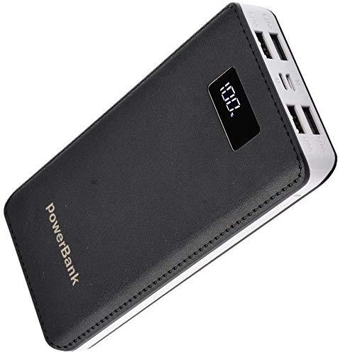 50000mAh 4 USB External Power Bank Battery Pack Portable LCD LED Universal Charger Compatible with iPhone, Samsung Galaxy and for All Other Cell Phone Models (Black + White) Black + White - LeoForward Australia