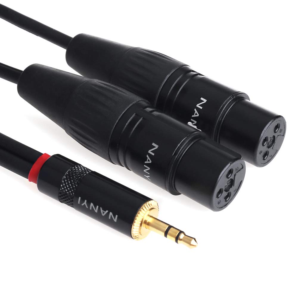  [AUSTRALIA] - NANYI XLR to 3.5mm Splitter Cables, 1/8Inch TRS Stereo Male to Two XLR Female Interconnect Audio Microphone Cable, Y Splitter Adapter Cable0.5M (1.6Feet) 3.5mm To 2XLR Female -1.6FT