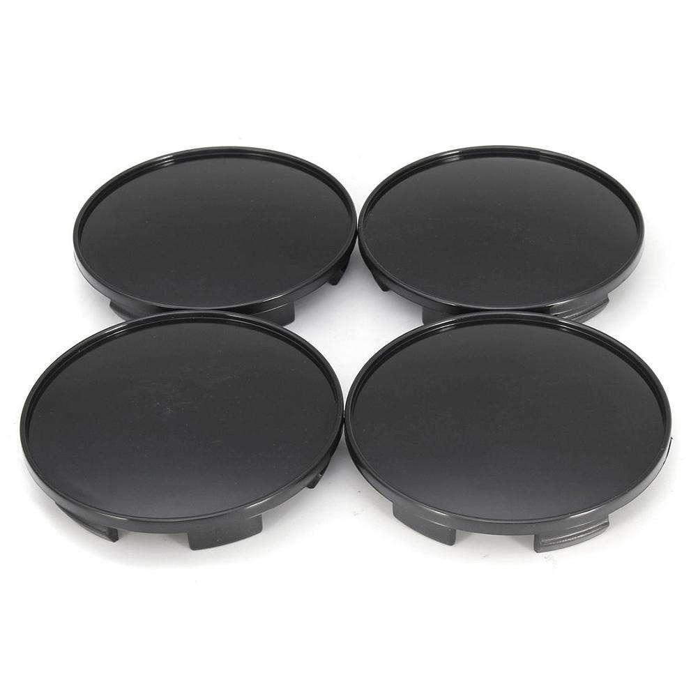  [AUSTRALIA] - AmerStar 4 Pieces Black Universal 68mm ABS Car AUTO Wheel Center Hub Caps Covers Set No Logo Black 68/62mm
