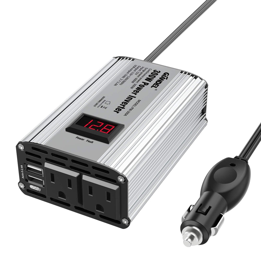 [AUSTRALIA] - 300W Power Inverter DC 12V to 110V AC Car Inverter with 4.8A Dual USB Car Adapter with LED Display 300Watt Modified Wave