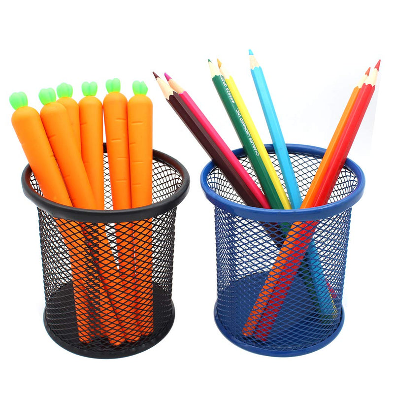  [AUSTRALIA] - Gullor Desktop Pencil Holder, Office Supplies Desk Organizer Makeup Brush Holder, Set of 2, Black and Blue