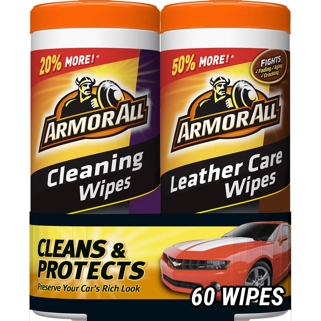 Armor All Car Cleaning and Leather Wipes - Interior Cleaner for Cars & Truck & Motorcycle, 30 Count (Pack of 2), 18781 New Style (2x30 Count) - LeoForward Australia