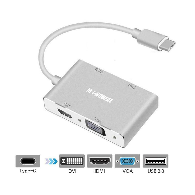 USB C to HDMI/DVI/VGA Adapter, MONODEAL 4 in 1 USB 3.0 Type-C Hub VGA/HDMI/DVI Video Adapter, 4K UHD Male to Female Multi-Display Video Converter - LeoForward Australia