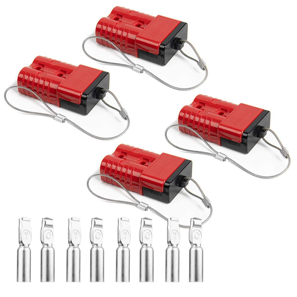  [AUSTRALIA] - HYCLAT Red 50A 6-10 Gauge Battery Cable Quick Connect Disconnect Plug Wire Harness Plug Connector Recovery Winch Trailer (4 Pack) 6-10 Battery Connector [Red 4pcs]