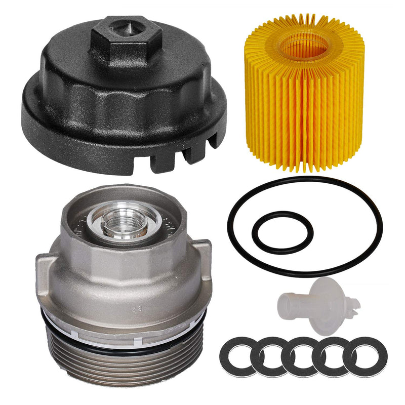  [AUSTRALIA] - HIFROM Socket Housing Tool Remover Cup Wrench & 15620-31060 Oil Filter Cap & 04152-YZZA1 Oil Filter with Oil Drain Plug Gaskets Replacement for Toyota Lexus Scion Avalon Rav4 2.5L to 5.7L Engine Item 1
