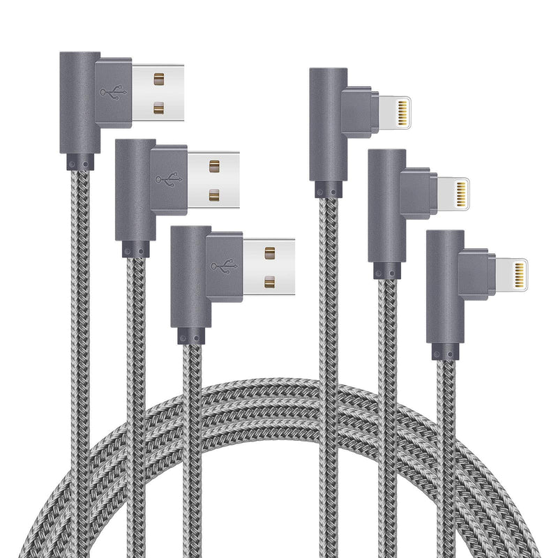  [AUSTRALIA] - MFi Certified 10FT Lightning Cable iPhone Charger Cord 90 Degree Fast Data Cable Nylon Braided Compatible with iPhone Xs Max/XS/XR/7/7Plus/X/8/8Plus/6S/6S Plus/SE (Gray, 10FT) Gray