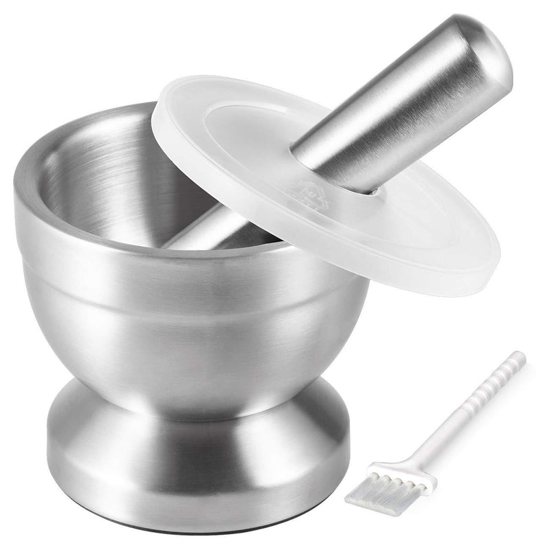  [AUSTRALIA] - Tera 18/8 Stainless Steel Mortar and Pestle with Brush,Pill Crusher,Spice Grinder,Herb Bowl,Pesto Powder