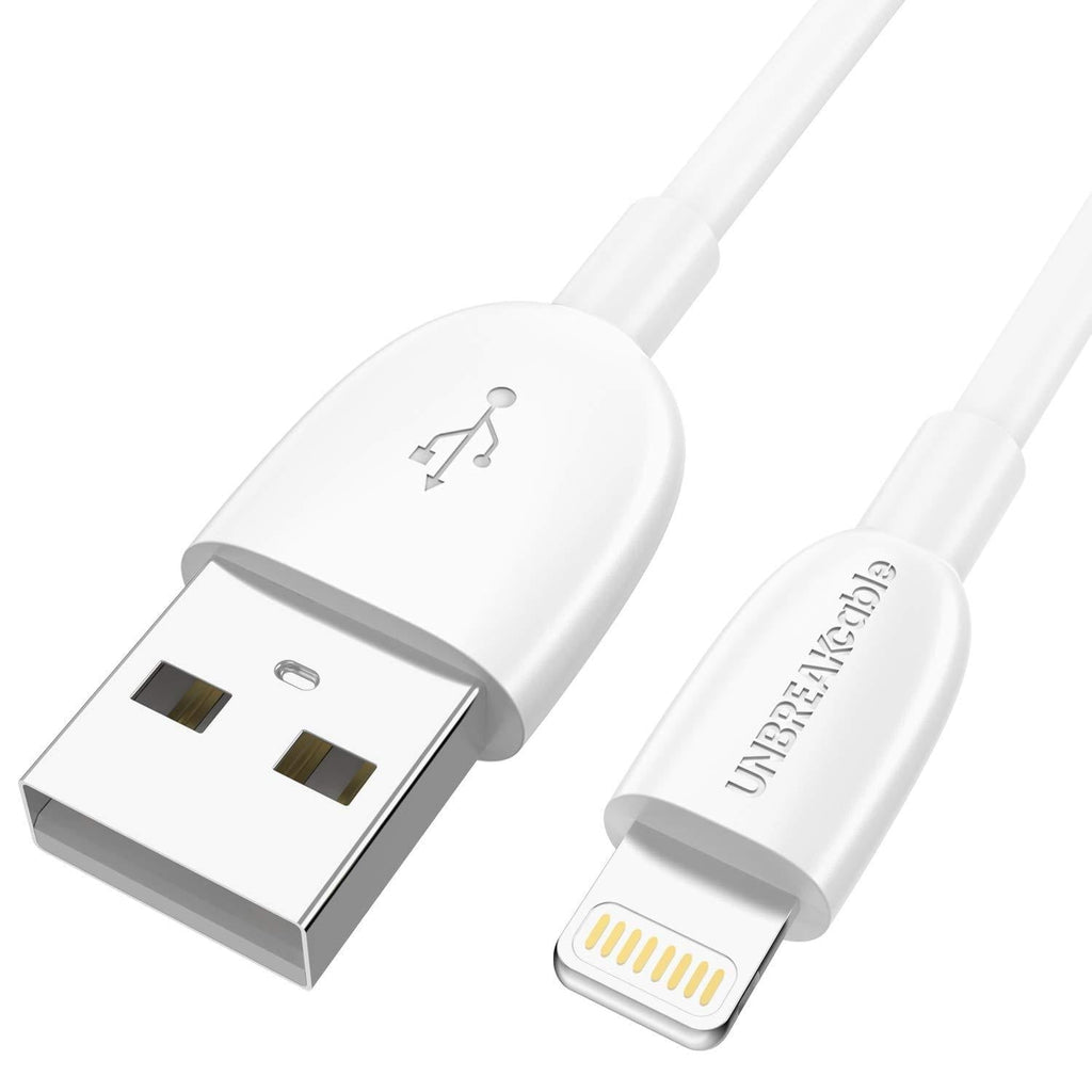 UNBREAKcable 3.3ft/1M iPhone Charger Cable - [Apple MFi Certified] Lightning Cable Fast USB Charging Cord Compatible with iPhone 11 11 Pro Max 11Pro XS XS Max XR X 8Plus 7Plus 8 7 iPad iPod -White White - LeoForward Australia