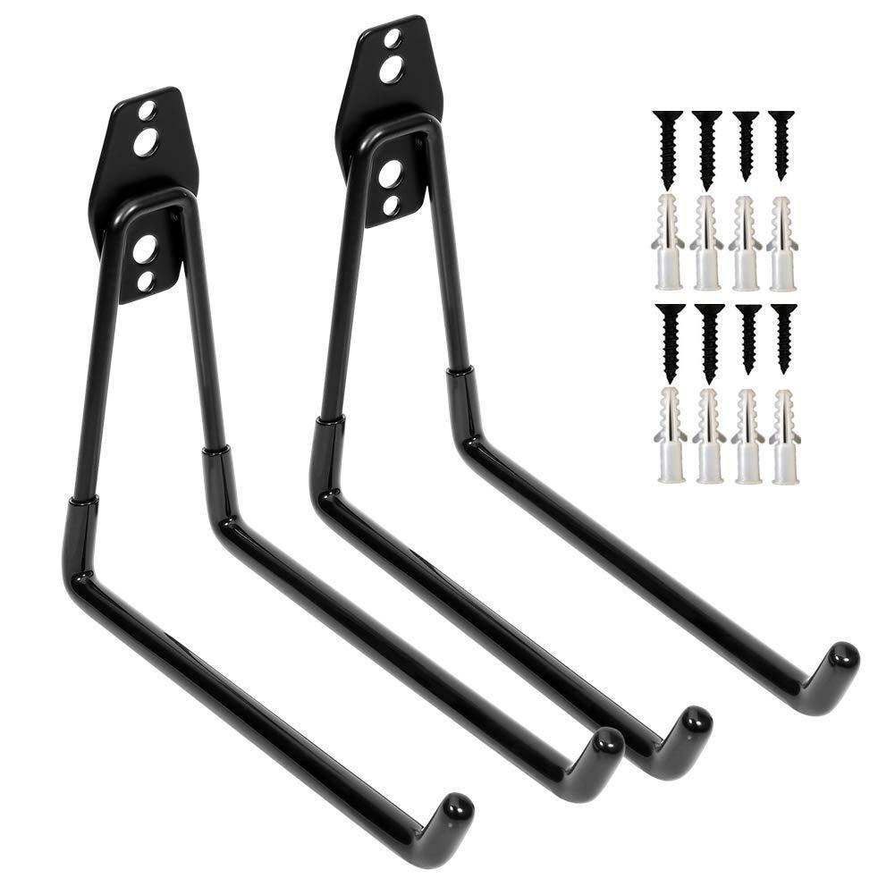 Heavy Duty Garage Storage Utility Double Hooks,Extended Wall Mount Tool Holder Organizer for Ladders,Bike,Chair (2 Pack Black 7.5" Large U Hook) 2 Pack Black 7.5" Large U Hook - LeoForward Australia