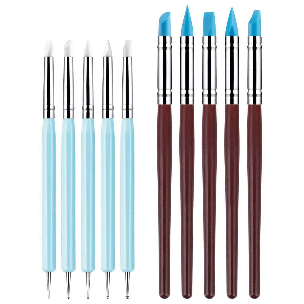  [AUSTRALIA] - 10Pcs Silicone Clay Sculpting Tool, Modeling Dotting Tool& Pottery Craft use for DIY Handicraft