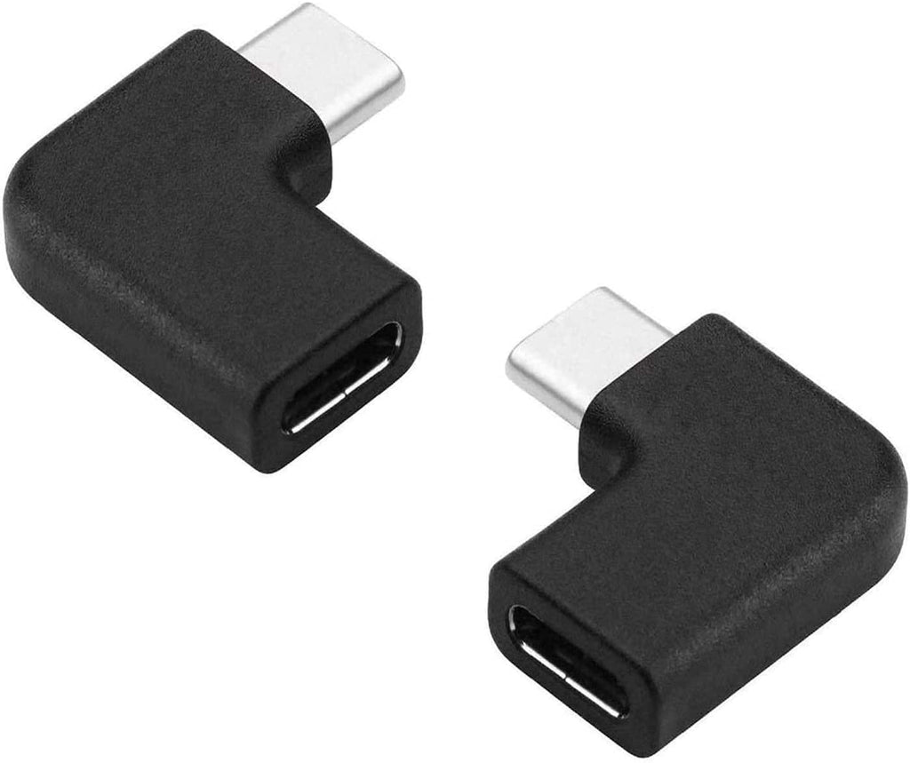 GodSpin USB C Angle Adapter [2 Pack] 90 Degree USB C Type C Male to Female Adapter, Right & Left Angled USB-C USB 3.1 Type-C Extension for Laptop & Tablet (USB-C 90 Deg Left/Right, Black) - LeoForward Australia