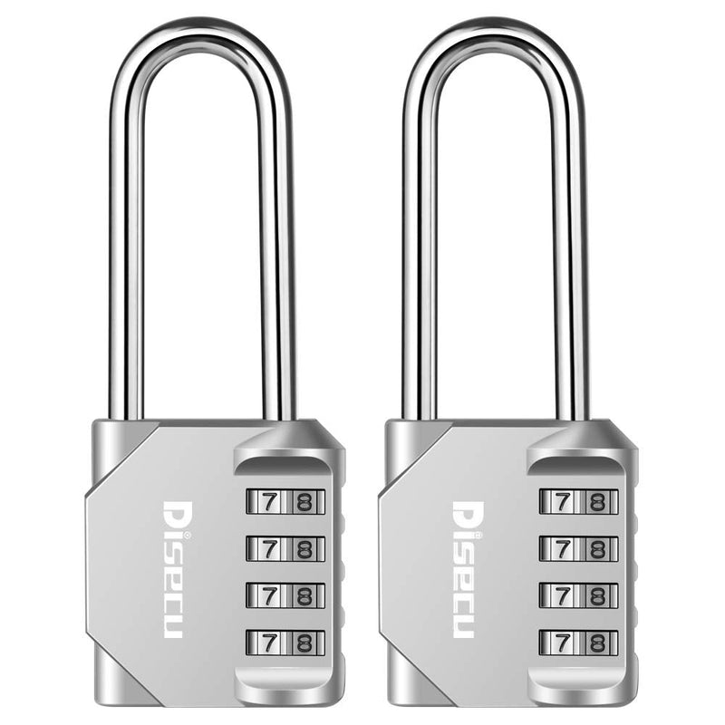  [AUSTRALIA] - Disecu 2.2 Inch Long Shackle Combination Lock 4 Digit Outdoor Waterproof Padlock for School Locker, Gym Locker, Hasp Storage, Fence, Gate, Cooler, Case (Silver, 2 Pack) Silver